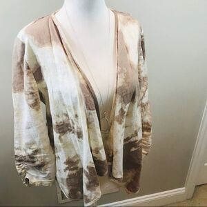 Chico’s linen blend Tye dye lace back jacket.  Chico’s Sz 0